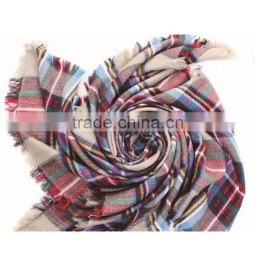 Classic plaid pattern high quality 30 choice 140*140 acrylic new European style square blanket scarf