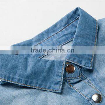 EY1932B Hot Selling Classical Shirt Dress Apparel Fashion Rolled Sleeves Denim Dress photo-4