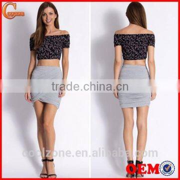 New Style Cute Floral Print off Shoulder Women Fashion Top