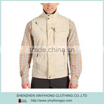 100% Nylon Adjustable Drawcord Hem Two Zip Chest Pockets Mens Vest