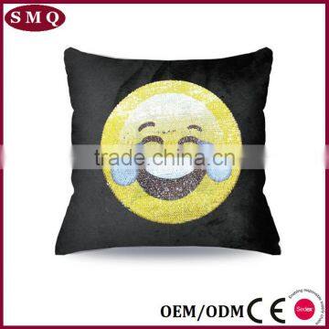 Emoticon Emoji Embroidered Sequin Pillow Cushion Cover photo-2