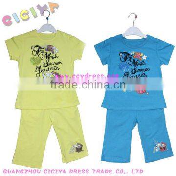 Girls cute summer 100%cotton pajamas popular fancy pajamas