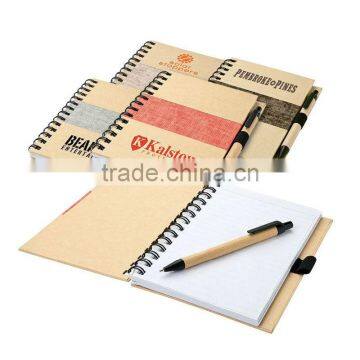 900grams kraft paper cover spiral winding eco friendly notebook 70grams 70sheets 18*13.5cm with kraft paper pen