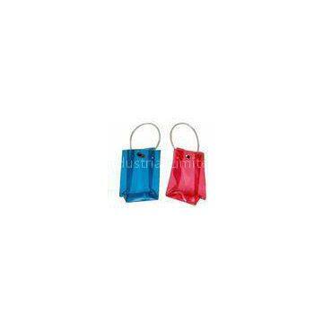 Square bottom blue / red Transparent  PVC Clothes Packaging Bags rain proof with strap
