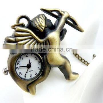 free shipping!!! 47*42mm cartoon angel pendant pocket watch @ mixed Antique Bronze Mechanical Locket Watch pocket