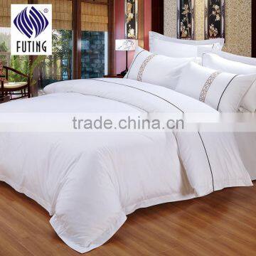 300T cotton white embroidery bed cover bedding sets