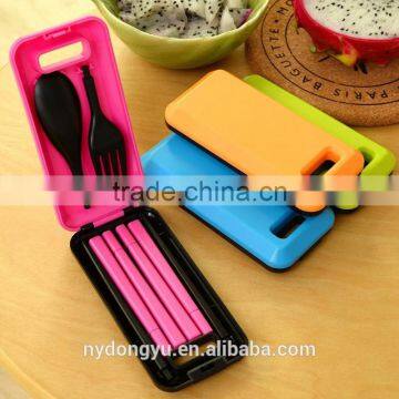 ABS Portable Chopstick Spoon Fork 3 Piece Set Ableware/Lidg Travel 3 Piecer Set Wheat Straw /f Dining Tableware photo-5