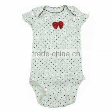 new coming hot sale baby garment with lovely buttlefly polka dot baby romper for newborn baby