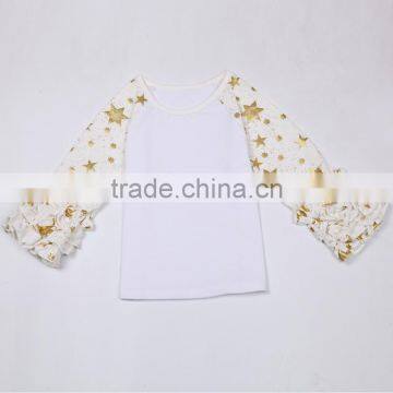 New Design Figure Gold Star Printing Newborn Baby Ruffle Leggings Knit Clothes Wholesales photo-4