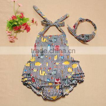 Summer Ruffles Cotton Rompers Infant Girls Outfit