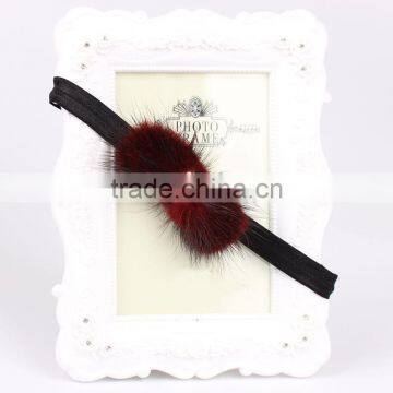 Fancy kids hair accessories cute elastic beads hairband with fur