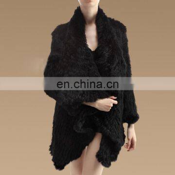 Hugely Popular Knitted Real Rabbit Fur Garment Women Fur Coat