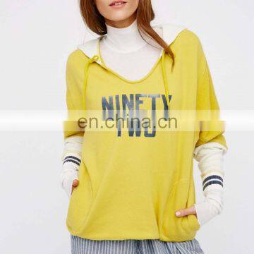 Fashion Casual Print Graphic With Ribbed Trim Hoodie