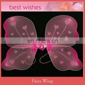 Pink color glitter printing nylong butterfly wing baby angel wings decoration