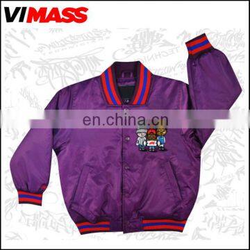 Fashionable men purple baseball jacket , custom latest design jacket for men