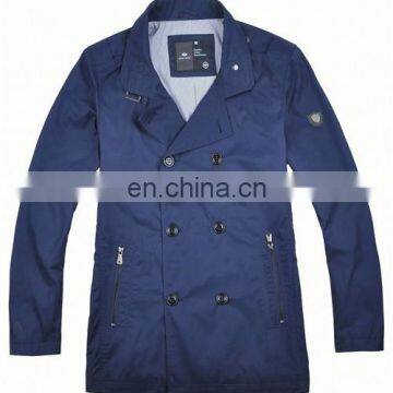 2014 blue long mens trench coat for men winter or spring