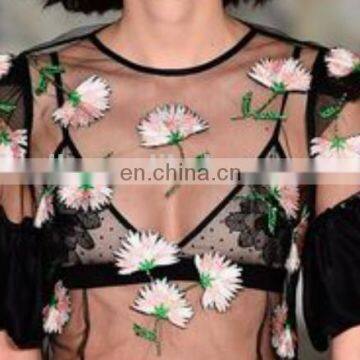2017 Popular Fashion Embroidery Flower Dress Making Lace Fabric HX-014 photo-2