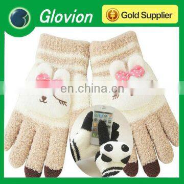 New Arrival Promotional Three fingers rabbit touch gloves knitted bear glove for pupils
