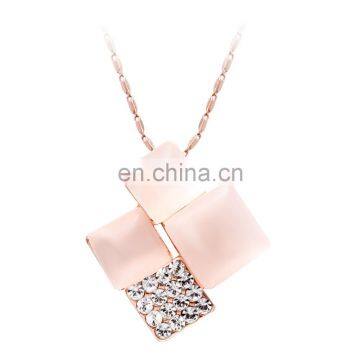 Hot Sale Beautiful Geometric Shape Rhinestone Rose Gold Pendant Necklace For Grils