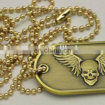 cheap Antique skull and wing dog tag