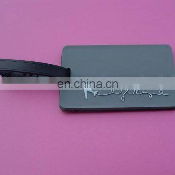 106x65mm standard size rectangle black printing airplane rubber luggage tag