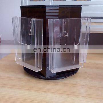 Black and clear PMMA magazine display rack plexiglass display holder acrylic magazine display stand