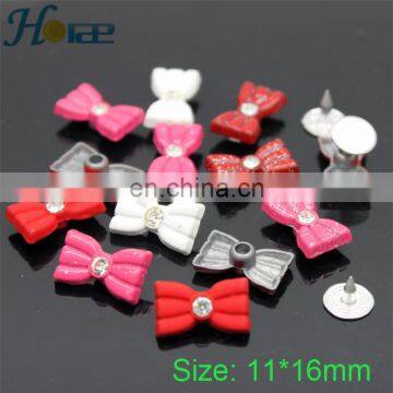 Wholesale fancy 10*16mm bow shape rivet rhinestone metal rivet for decorative