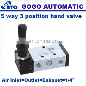 GOGO 5 way Pneumatic air hand control valve 4H410-15 Port 1/4" BSP flow exhaust control Manual valve