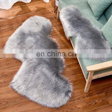 OEM Service Fake Fur Rugs Plush Faux Fur Rug Grey Sheepskin Synthetic Fur Carpet photo-2