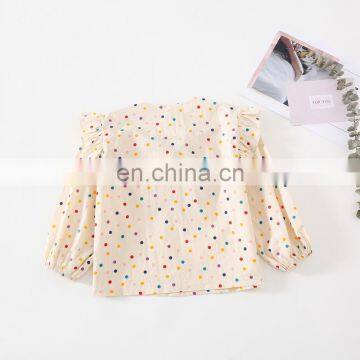 2020 Autumn Girls Blouse New Girl's Long-Sleeved Colorful Dotted Shirt Korean-Style Little Girl's Bow Top photo-5