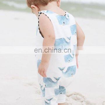 2020 Newborn Summer Baby Kids Romper Sleeveless Whale Print Shorts Toddler Rompers Baby Romper Printed Infant Bodysuit photo-6