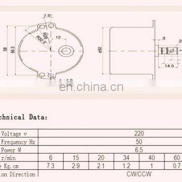 50 KTYZ 2.5r/min 6-10w Ac220V AC Synchronous Motor Gear Motor 50-60hz Reversing the Slow Small Motor photo-6
