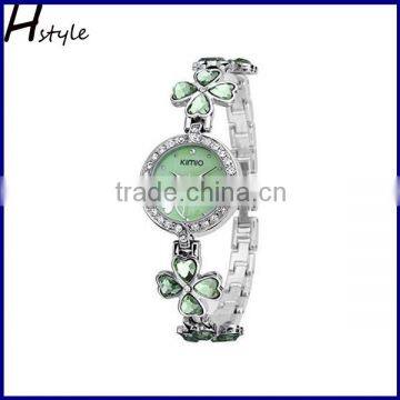 Fashion vogue Clover crystal geneva ladies watch ladies fancy wrist watches Green WP024