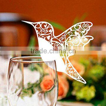Table Wine Glass Name Place Card Wedding Party Laser Cut Butterfly White SC111