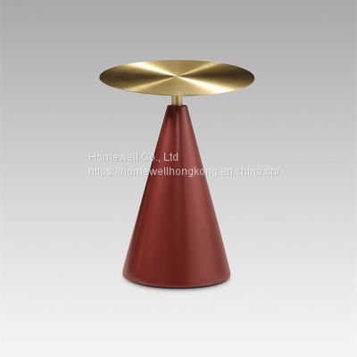 Concise Luxury round side table light table with tapered base LT1828 in golden and wine red color livingroom bedroom furniture side table