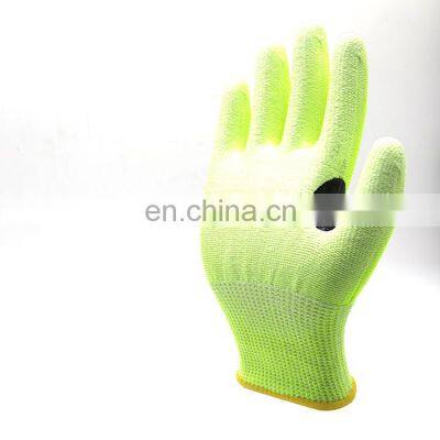 Yellow Stainless Steel HPPE Double Knit A4 Cut Resistant Glove With PU Palm for Metal Fabrication