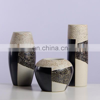 Beautiful jingdezhen modern hand glazed ceramic interior decoration flower vase set of 3