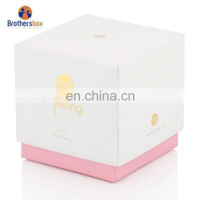 Wholesale Paper Cardboard Printed 2 Piece Square Candle Gift Box Packaging Luxury Gift Box Matte