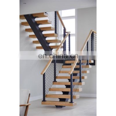 U-shaped glass wood stairs