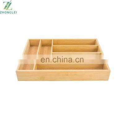 Bamboo Cutlery Tray Kitchen Utensil Silverware Flatware Drawer 6 Compartments Perfect for Kitchen Drawer Organizer