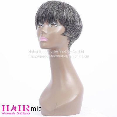 Short Gray Human Hair Wig With Wholesale Price