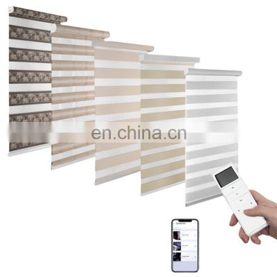 Factory Direct Sale customized zigbee motorized sun shading blackout zebra shade roller blind