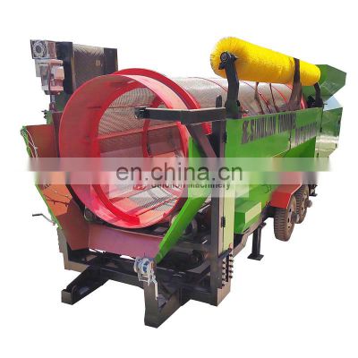 High capacity mobile trommel washing screen sieve for compost firewood