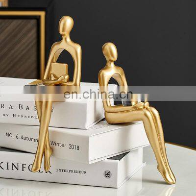 Abstract Resin Statue Golden Miniatures Modern Home Decoration Bookshelf Decoration Accessories Christmas Decorations Gifts