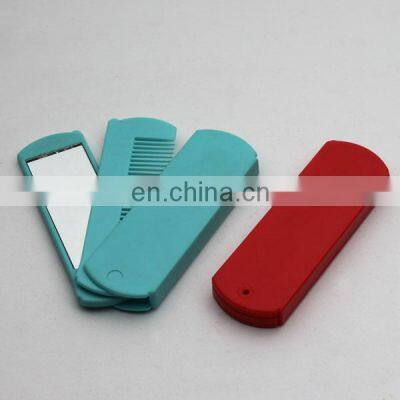 Cheap Plastic Rectangle Travel Foldable Hair Brush Cosmetic Set 2 in 1 Pocket Folding Comb With Mirror photo-3