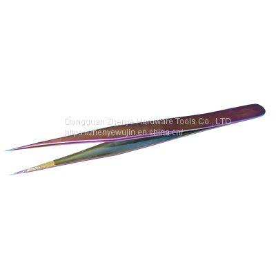 Color eyelash grafting tweezers High precision camellia blossom clip eyelash hairdresser's special tool Gold feather clip dolphin clip No. 10 tweezers