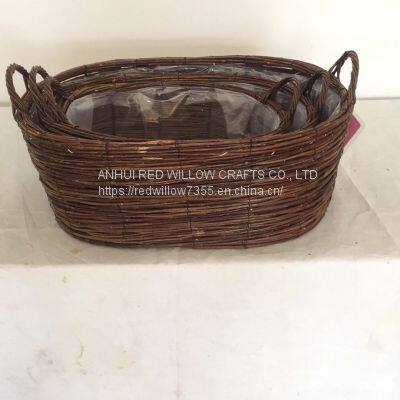 Customized Cheap Wicker storage basket /garden basket With Ear Handle