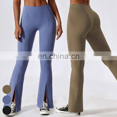 High Quality Ladies Casual Wide Leg Fitness Pant Custom Workout High Waist Leggings Butt Lifting Flare Yoga Pants Women