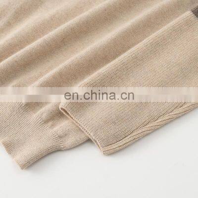 Women's Casual 100% Cashmere Turtleneck Pullover Plain Knitted 12GG Color Blocking Pattern for Winter photo-5