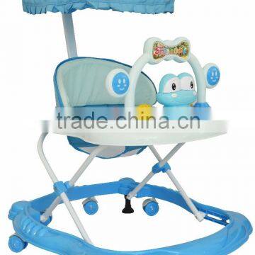 New Model Fashion Plastic Cartoon Round Baby Walker with Canopy BM1343C